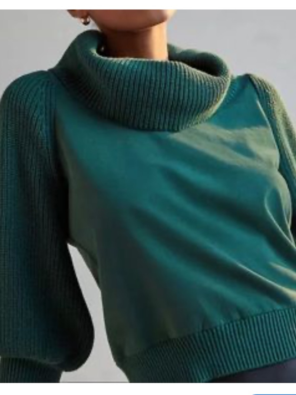 Dolan Anthropologie Teal Cowl Neck Balloon Sleeve Sweater - Picture 1 of 7